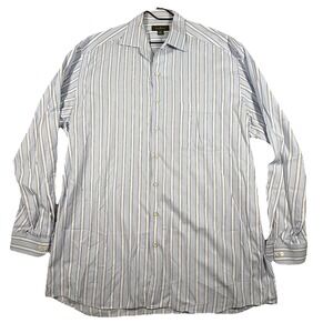 Ermenegildo‎ Zegna Blue-Black-White Striped 100% Cotton Shirt   XLT